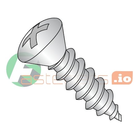Sheet Metal Screw, #6 x 1-1/2 in, 18-8 Stainless Steel Oval Head Phillips Drive, 3000 PK